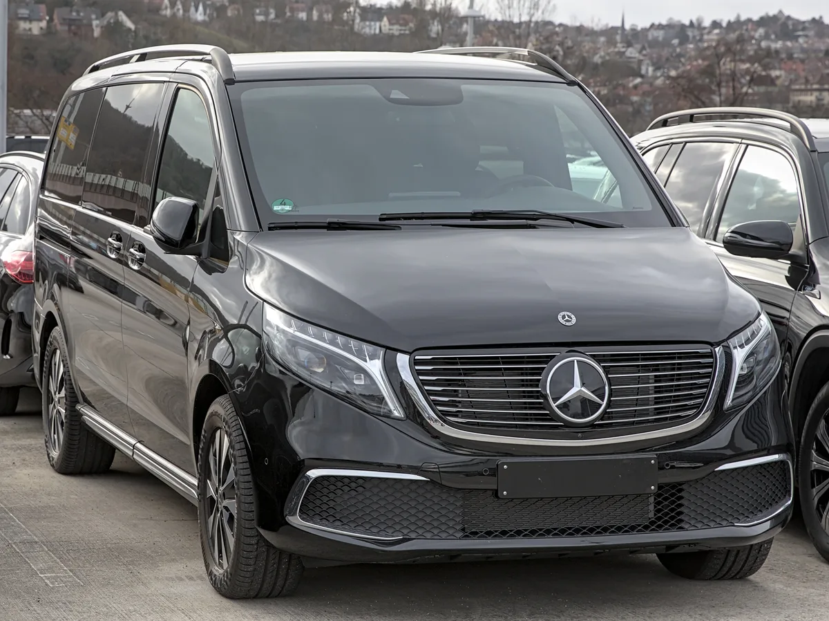 Illustrative photograph of a black Mercedes V-Class exterior